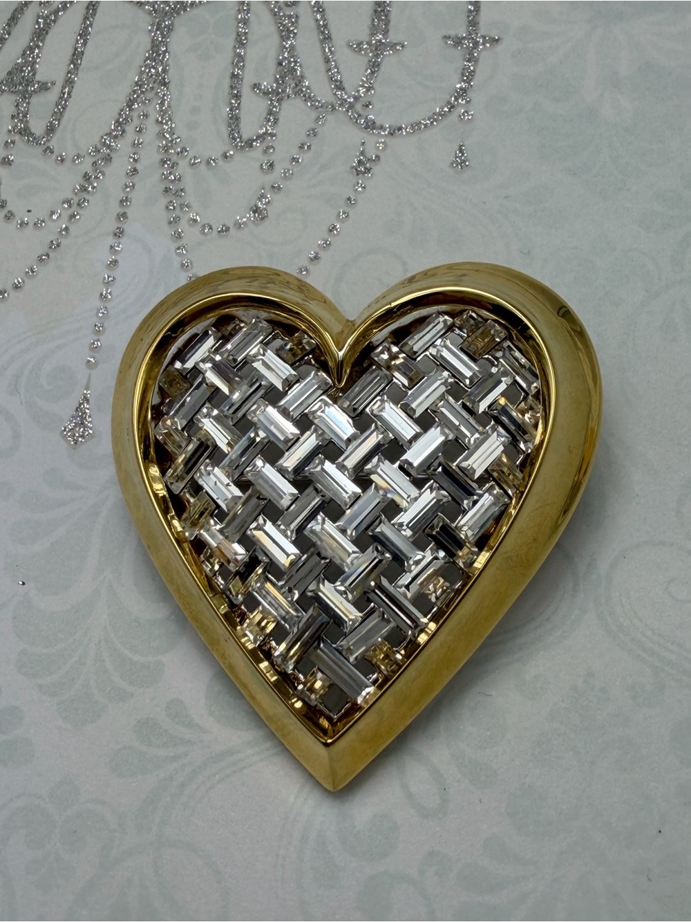 Gold Nolan Miller Heart brooch #cz715